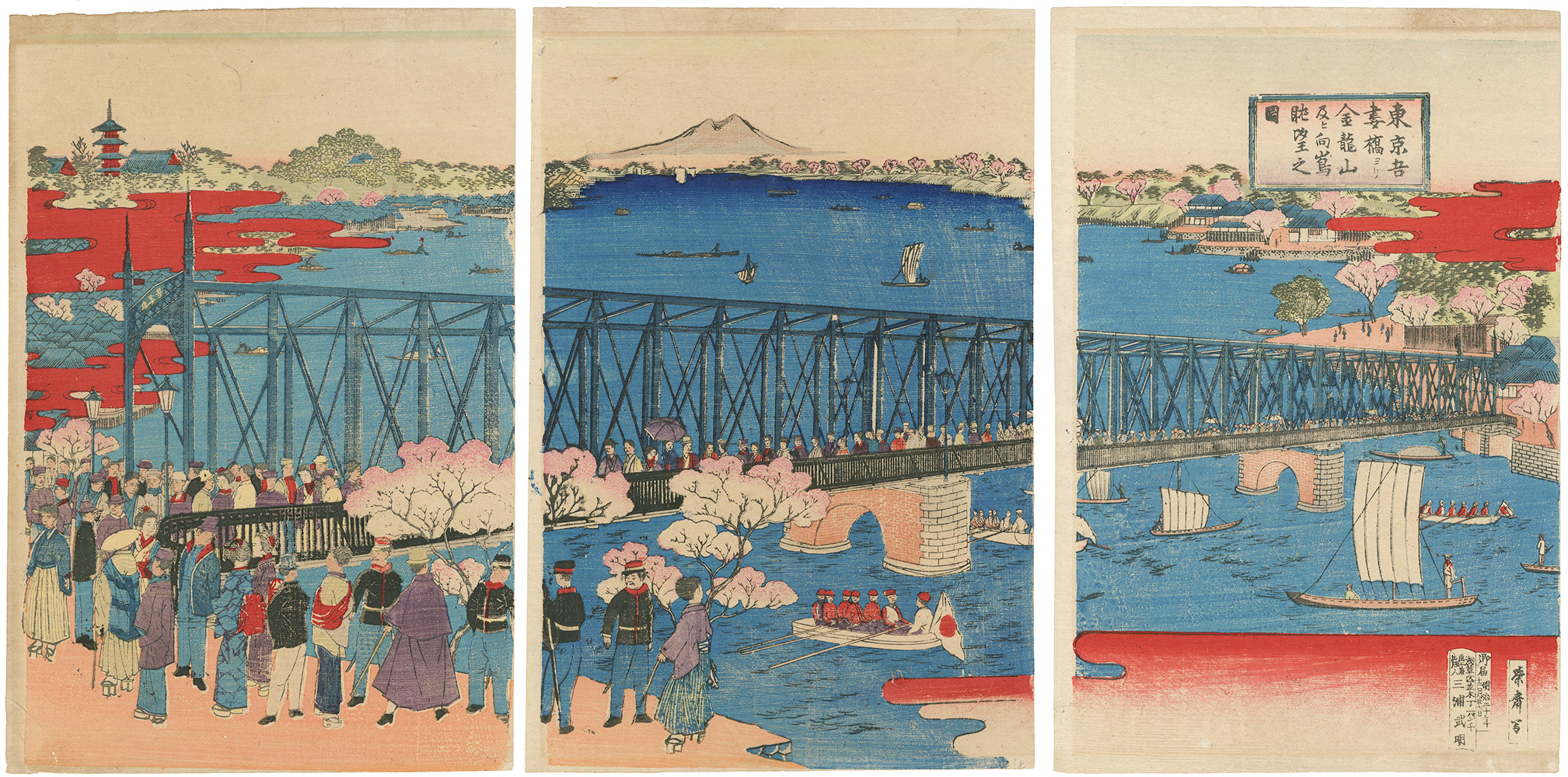 Eisai “The View of  the Mukoujima and the Mount Kinryu from the Azumabashi, the Bridge, Tokyo”