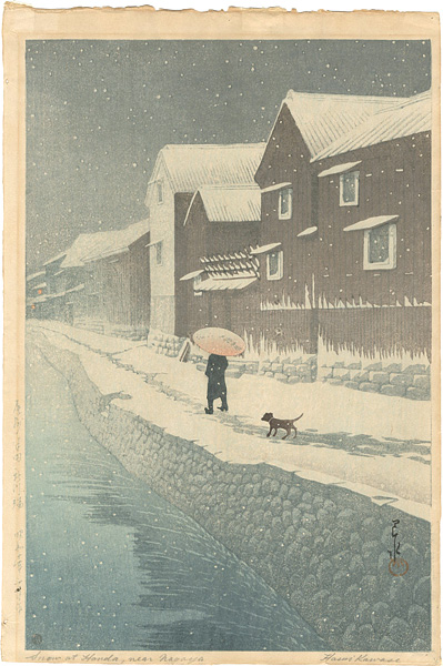 Kawase Hasui “Selection of views of the Tokaido / Snow at Handa, near Nagoya”
