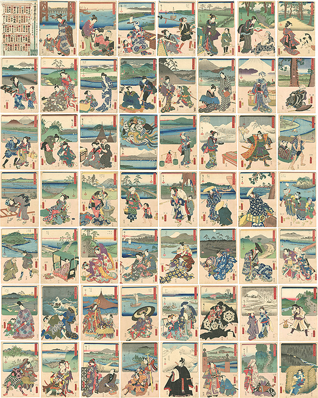 Toyokuni III / Hiroshige I “53 Stations by Two Brushes”