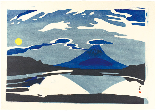 Kawanishi Hide “Moon & Mt.Fuji (Lake Shojiko)”