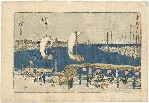 Hiroshige I / Famous Views of the Eastern Capital / The Night View at Takanawa [東都名所　高輪夕景]