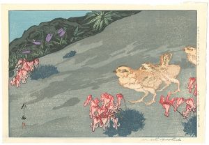 Yoshida Hiroshi / 12 Scenes in the Japan Alps / Snow Grouse and Dicentra Flowers