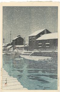 Kawase Hasui / Snow at Kiba