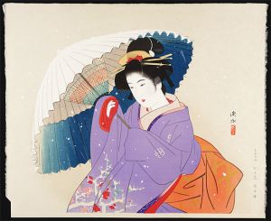 伊東深水「吹雪」