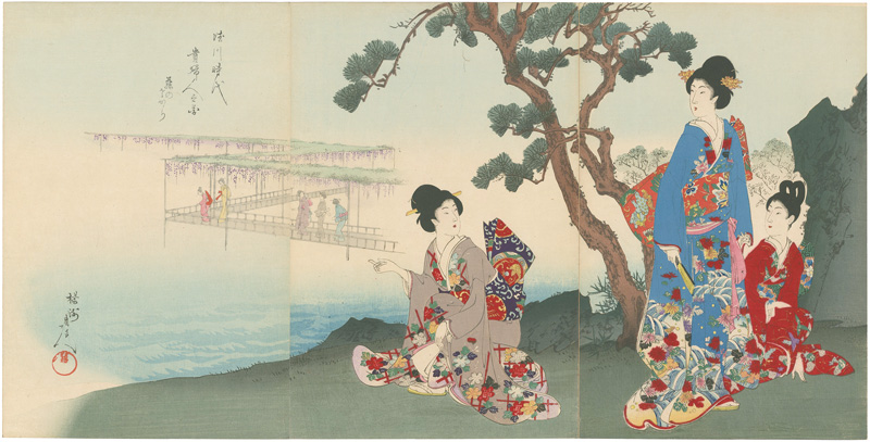 Chikanobu “Noble Ladies in the Tokugawa Era / Wisteria Blooms in Spring”