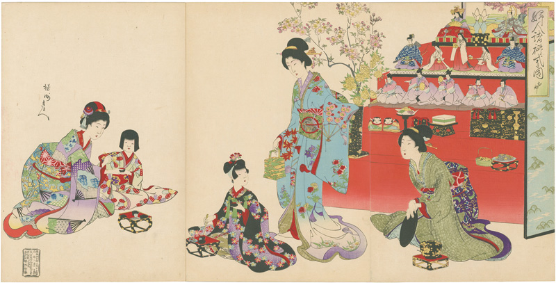 Chikanobu “Scenes of Various Women's Ceremonies / Hina Dolls”