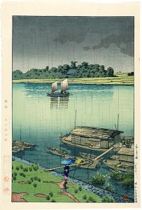 Kawase Hasui / Early summer rain(Arakawa)