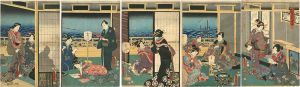 Toyokuni III / Genji-e: Sono Yukari Sode ga Ura [其紫袖ヶ浦染　相模様源氏製]