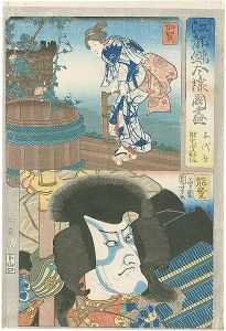 Kuniyoshi / Modern Style Set of the Provinces in Edo Brocade / Kaga and Noto Province [江都錦今様国尽　加賀（千代女）　能登（能登守教経）]