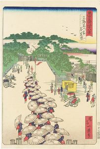 一景「東京名所四十八景　上野黒門前花見連」