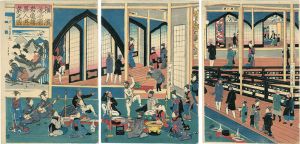 横浜港崎廓岩亀楼異人遊興之図