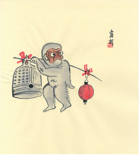 徳力富吉郎「大津絵　釣鐘提灯（仮題）」