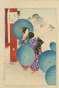 年方「三十六佳撰　花見 文政頃婦人」