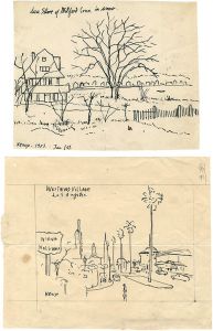 Okada Kenzo / Original sketch : Sea shore of Milford Conn.in Anow, Westwood Village Los Angeles