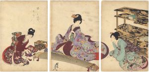 周延「徳川時代貴婦人の図　琴」