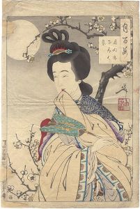 月百姿　月明林下美人来