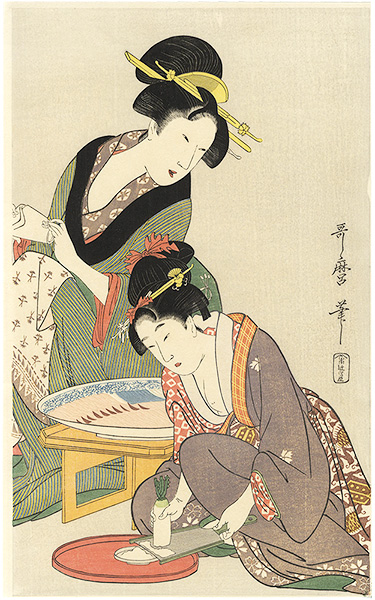 Utamaro “Women Preparing Sashimi【Reproduction】”