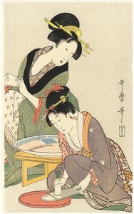 Utamaro / Women Preparing Sashimi【Reproduction】 [料理をする母娘【復刻版】]