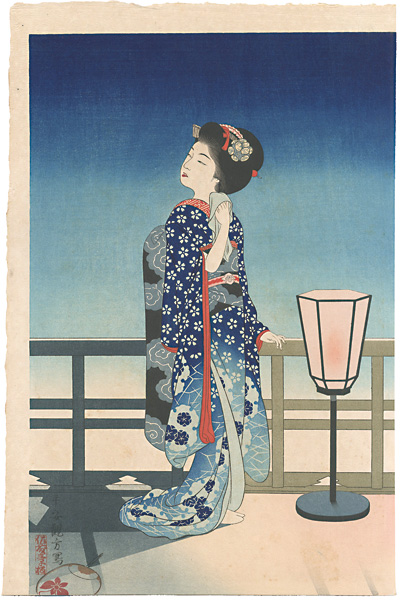 Yoshikawa Kanpo “The 1st Collection of Creative Prints by Kanpo / Maiko Admiring the Moon”