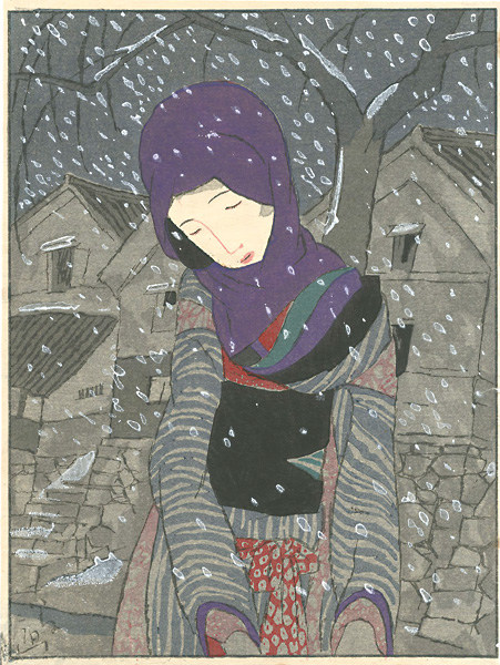 Takehisa Yumeji “A Legend at Night in Snow (the frontispiece in Fujin Graph)”