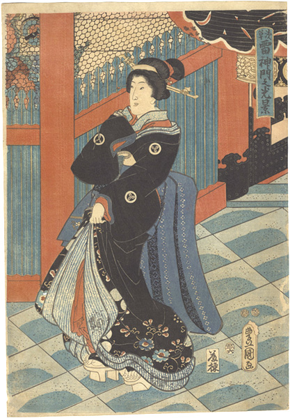 Toyokuni III “Scene at the Gate of the Thunder God in Asakusa”
