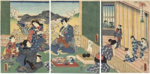 Toyokuni III / Mitsuuji Amusing Himself at a Hot Spring Resort [光氏温泉遊興ノ図]
