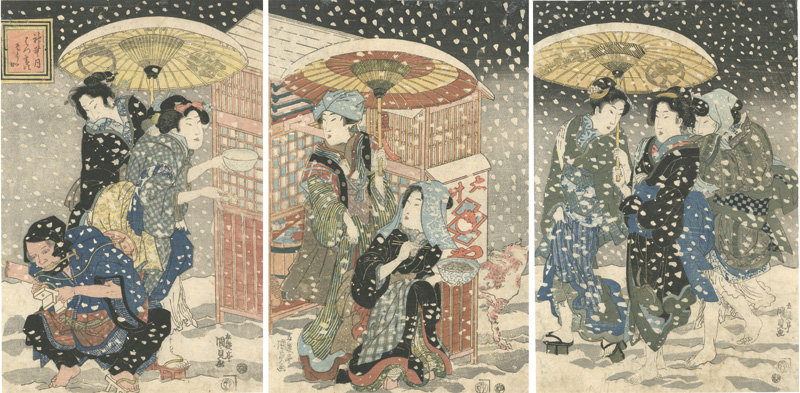 Kunisada I “The Tenth Month: Streetwalkers in the First Snowfall”