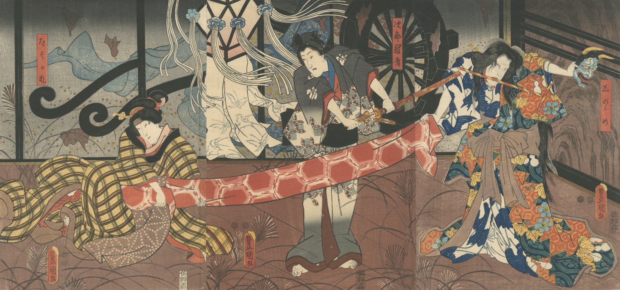 Toyokuni III “Kabuki Play: Higashiyama Sakura Soshi”