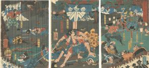 建久四年五月廿八日富士之裾野曽我兄弟夜討本望之図
