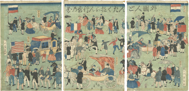 芳員「外国人どんたく遊らん行歩の図」