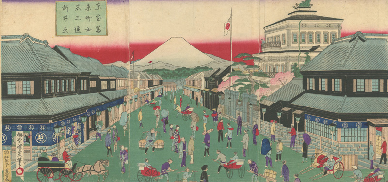 国政四代「東京名所室町三井富士遠景」