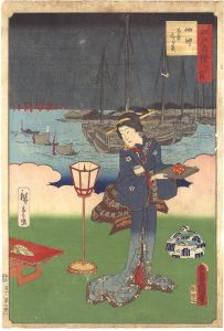 Toyokuni III and Hiroshige II / The Pride of Edo: Thirty-six Scenes / Famous Whitebait in Tsukuda Bay [江戸自慢三十六興　佃沖名産しら魚]