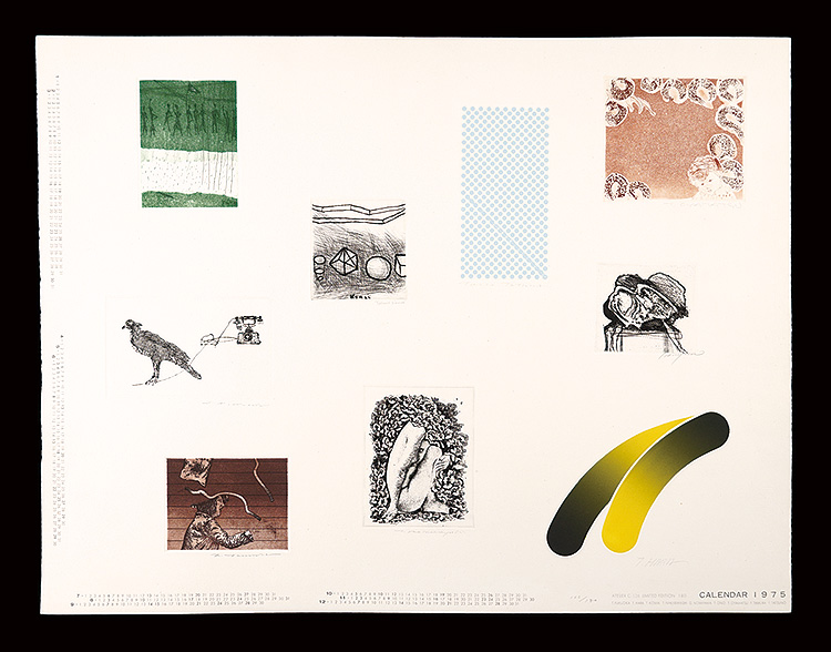 Nomiyama Gyoji, Tamura Fumio, Komai Tetsuro, Oyamatsu Takashi, Ono Tadashige, Fukuoka Yasuhiko, Nakabayashi Churyo, Hara Takeshi, Tatsuno Toeko “Tokyo University of the Arts original prints calender 1975”