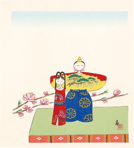 徳力富吉郎「桃の花と雛人形（仮題）」