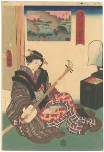 豊国三代「江戸名所百人美女　今戸」