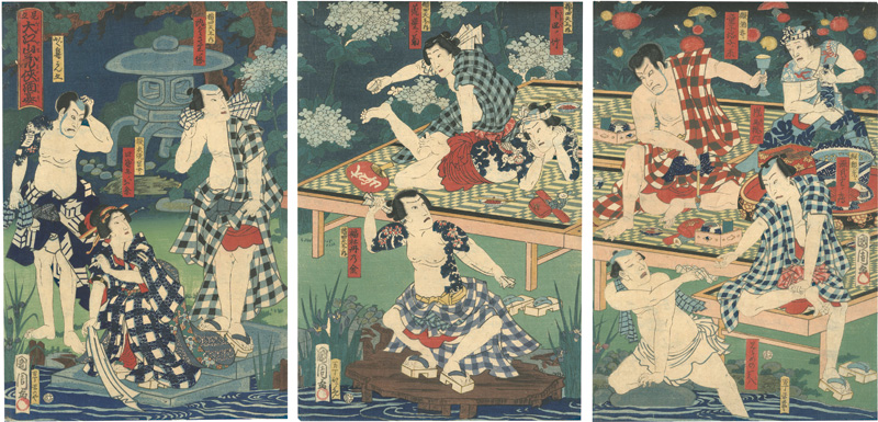 Kunichika “Parody of the Drinking Party at Oeyama with Flowers of Chivalry”