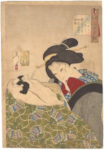 Yoshitoshi / Thirty-two Appearances of Fashion / Looking Warm : The Fashion of an Urban Widow of the Kansei Era [風俗三十二相　あつたかさう 寛政年間 町家後家の風俗]