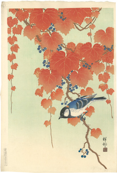 Ohara Koson(Shoson) “Binting on the Ivy”
