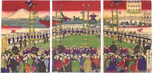 Kunitoshi / Pride of Tokyo / New Year Event of Firefighters [東京自慢　消防組初出階子乗之図]