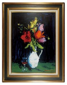 Laslo Ridovics / Still Life: White Vase with Flowers