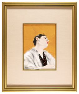 自筆画稿　ショールの女（仮題）