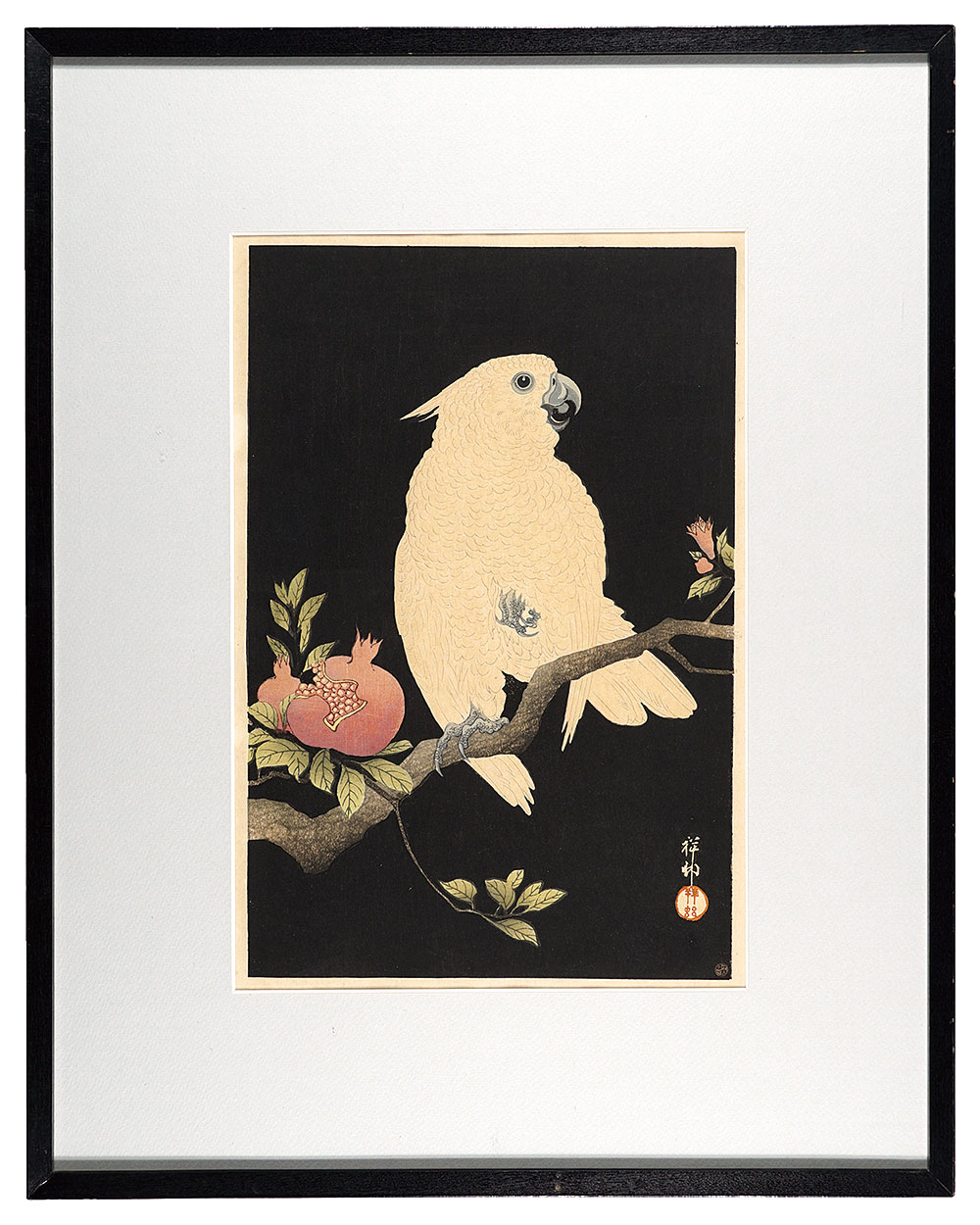 Ohara Koson(Shoson) “Cockatoo on Pomegranate Branch”