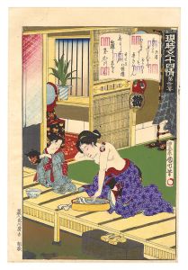Kunichika / The Fifty-four Chapters in Modern Times / No. 22: Tamakazura [現時五十四情　第二十二号 玉葛]