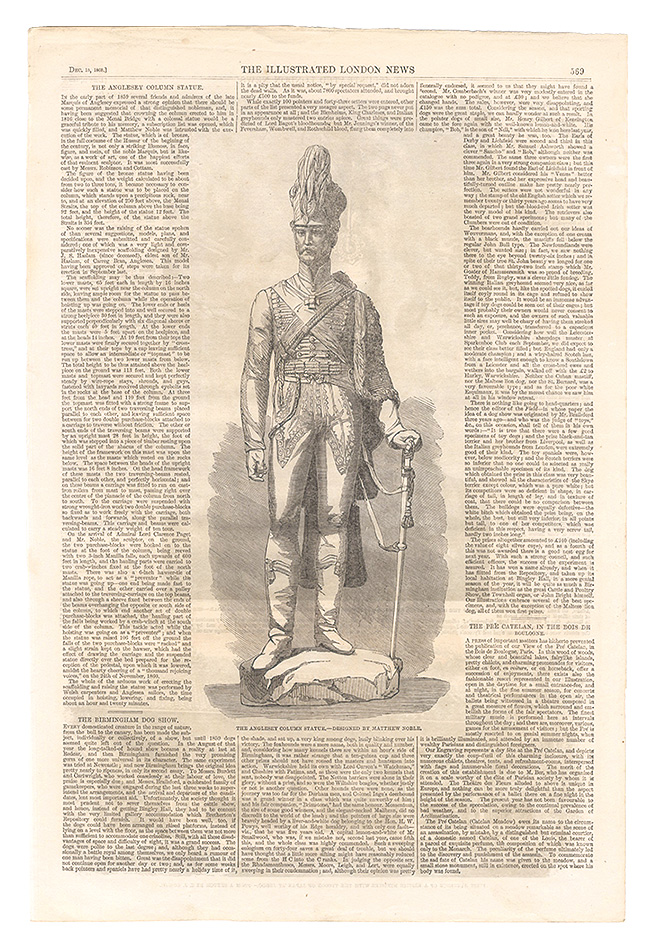 Matthew Noble and other artists “The Anglesey Column Statue and other pictures from the December 15, 1860 issue of the Illustrated London News”