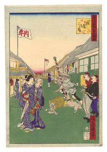 一景「東京名所三十六戯撰　鎌倉河岸」