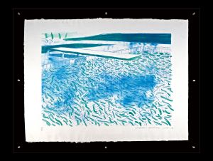 Lithograph of Water Made of Line and a Green Wash