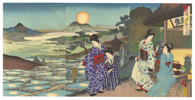 Chikanobu “The Moon Reflected in Rice Paddies at Sarashina”
