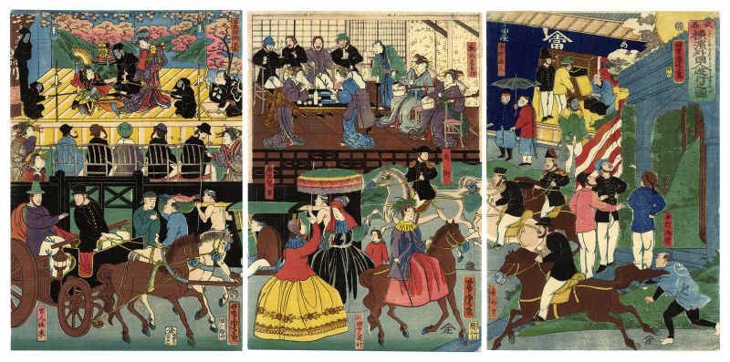 Yoshitora “Foreigners Enjoying Themselves at Yokohama in Musashi Province”