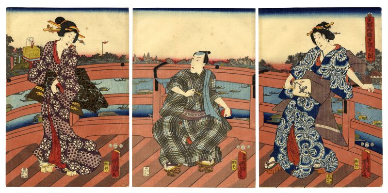 国貞二代「東都両国夕涼之図」