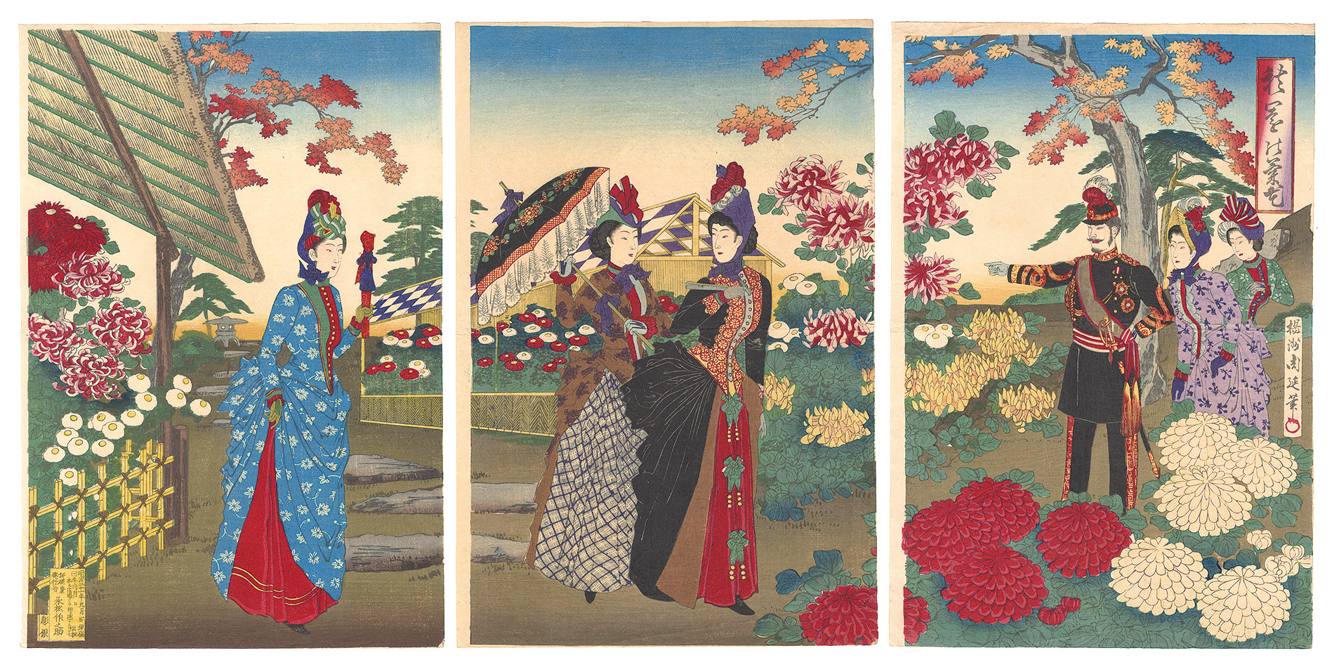 Chikanobu “Chrysanthemums in the Autumn Garden”